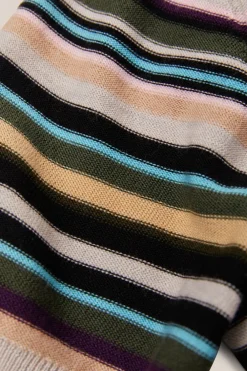 Cheap Good Man Brand Knit Polo Sweater | Merino Wool Oatmeal Multi Stripe