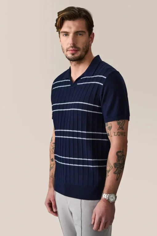 Cheap Good Man Brand Rib Knit Polo Sweater | Merino Wool