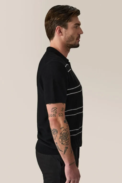 Cheap Good Man Brand Rib Knit Polo Sweater | Merino Wool