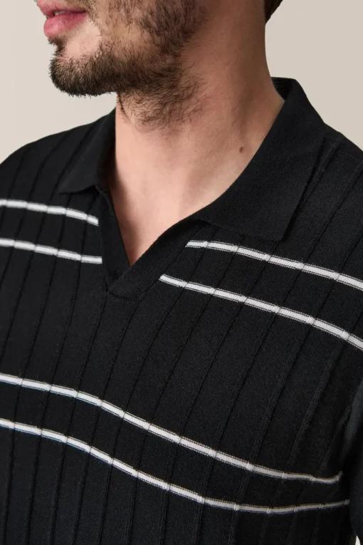 Cheap Good Man Brand Rib Knit Polo Sweater | Merino Wool