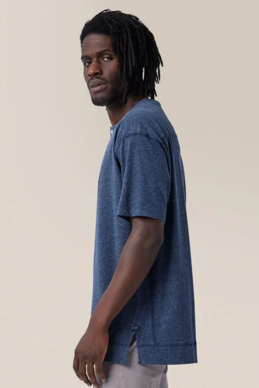 Store Good Man Brand Short Sleeve Henley | Cotton Jersey Indigo Heather