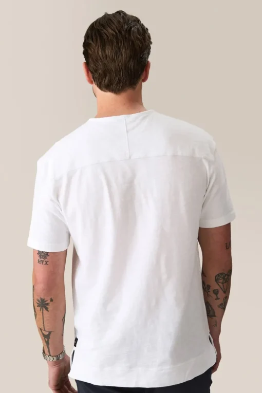 Cheap Good Man Brand Short Sleeve Henley | Soft Slub Jersey White