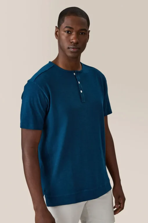 Flash Sale Good Man Brand Short Sleeve Henley | Soft Slub Jersey