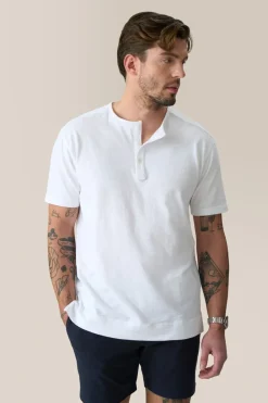 Cheap Good Man Brand Short Sleeve Henley | Soft Slub Jersey White